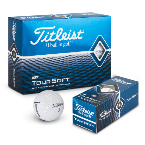 Balles de golf oliment présenté par boîtes de trois dans une boîte extérieure d'une douzaine de balles